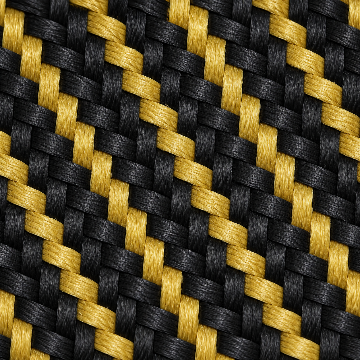 Kevlar® 芳綸纖維與碳纖維交織表面紋理放大圖